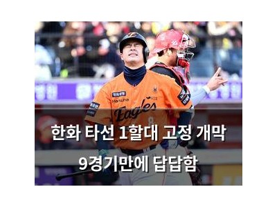 한화 타선 1할대 고정 개막 9경기만에 답답함