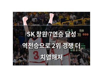 SK 창원 7연승 달성 역전승으로 2위 경쟁 더 치열해져