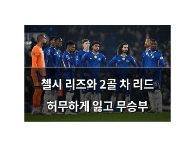 첼시 리즈와 2골 차 리드 허무하게 잃고 무승부